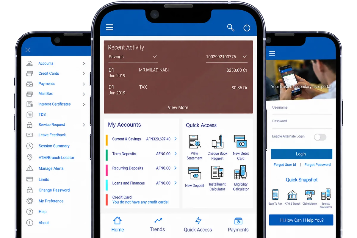 Ghazanfar Bank mobile banking app screens
